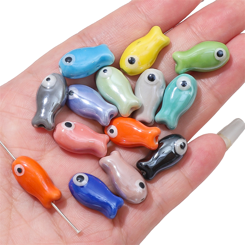 Phone Accessories Jewelry - 10Pcs Vintage Fish Ceramic Beads Colorful