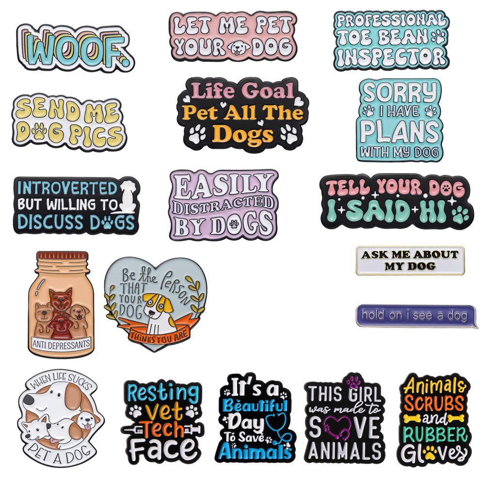 Phone Accessories Names - Creative Letter Dog Enamel Brooch Life