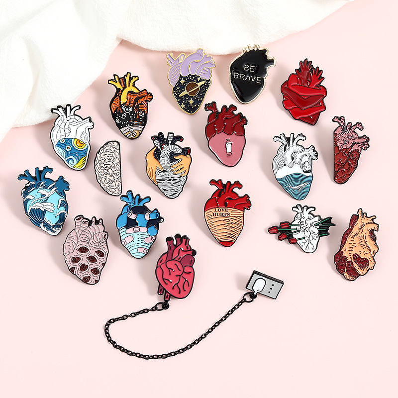 Phone Accessories Names - Heart Organ Enamel Pin Cut Human