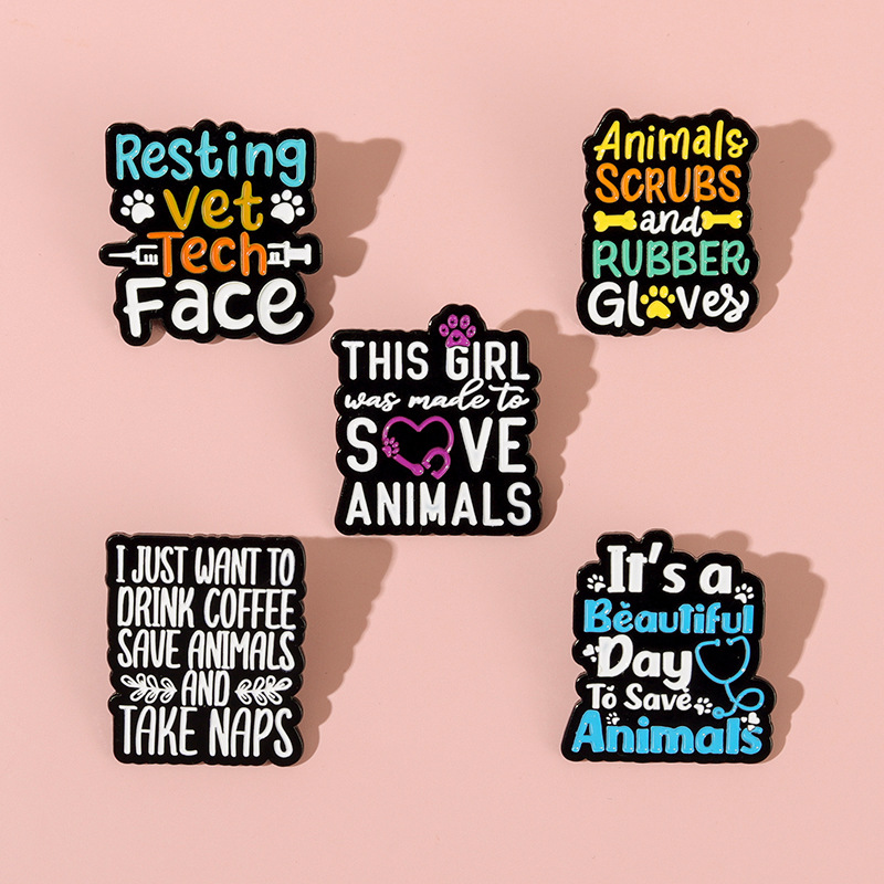 Phone Accessories Names - Creative Letter Dog Enamel Brooch Life