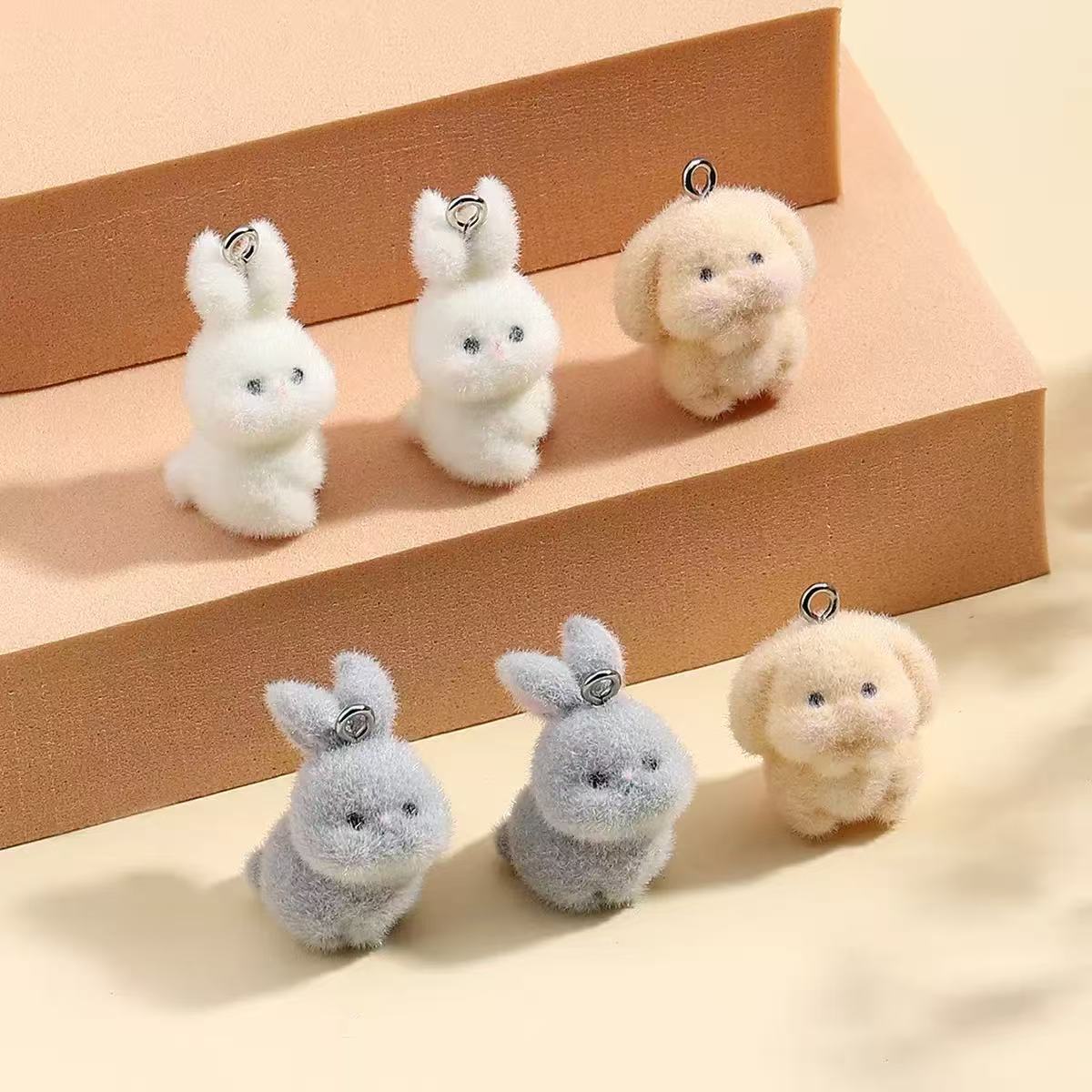 Phone Accessories Jewelry - 10pcs Flocking Little Rabbit Resin Charms