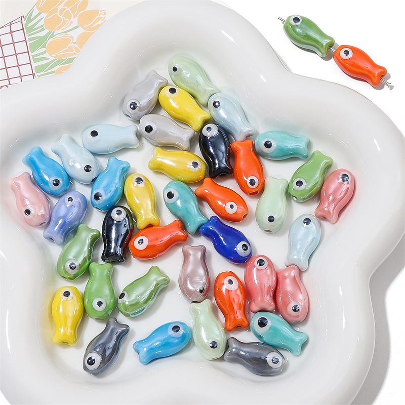 10Pcs Vintage Fish Ceramic Bea - Phone Accessories Jewelry review and price
