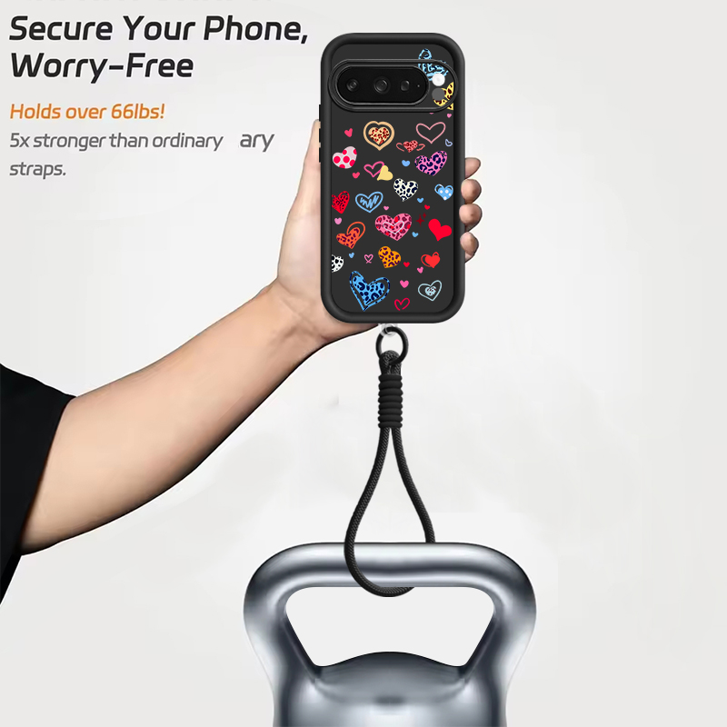 Colorful Love Heart Printed Ca - Lanyard Phone Strap review and price