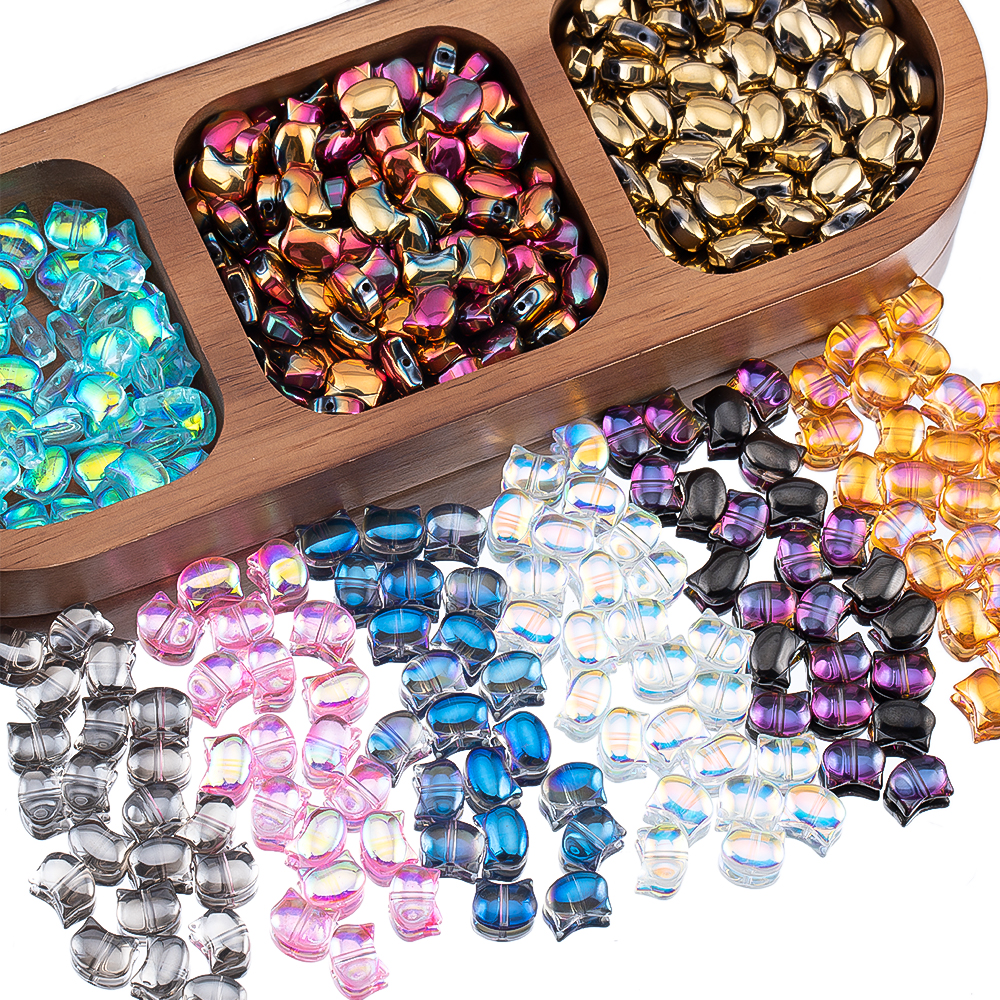50pcs Colorful Cat Head Glass  - Phone Accessories Jewelry review and price