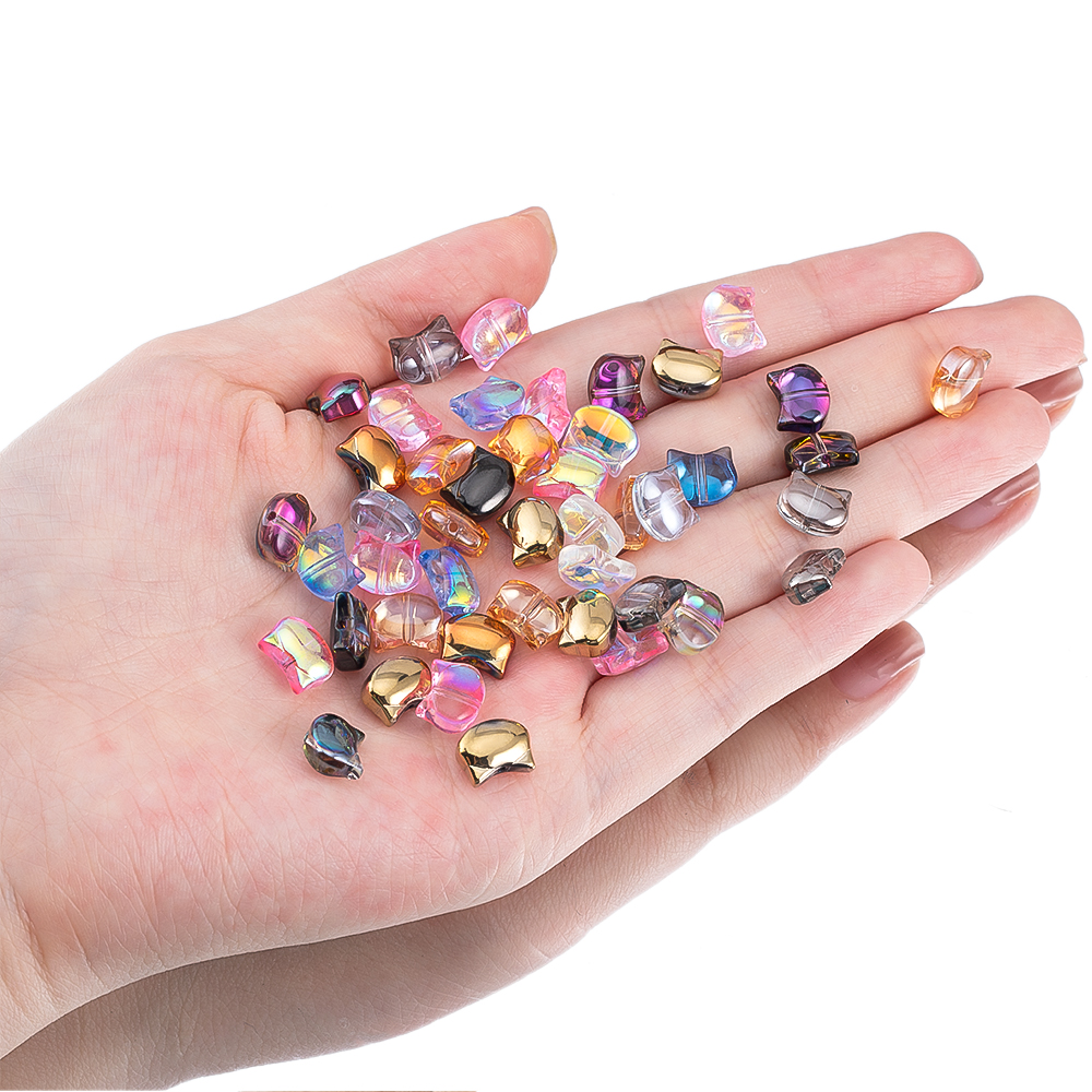 50pcs Colorful Cat Head Glass  - Phone Accessories Jewelry review and price